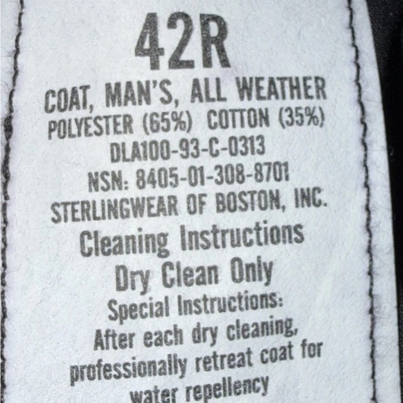 Military-grade DSCP by Sterling of Boston Black Trench Coat Sz 42R - Picture 5 of 7